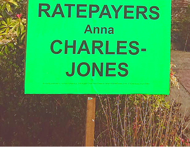 Green Ratepayers for Anna Charles-Jones sign